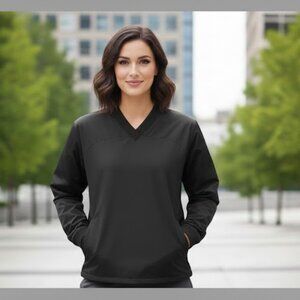 NIP Holloway Ignition Pullover L Black V-Neck Windshirt Pockets Unisex